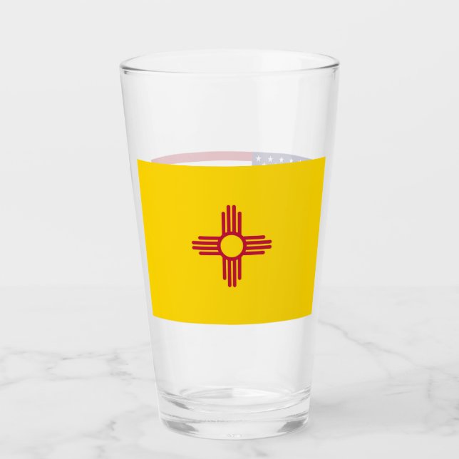 Patriotiskt glas kopp med flagga i New mexico (Framsida)