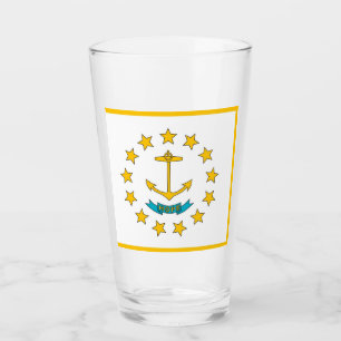Patriotiskt glas kopp med flagga i Rhode island