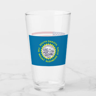 Patriotiskt glas kopp med flagga i South Dakota