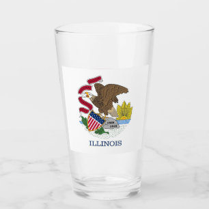Patriotiskt glas kopp med flagga Illinois
