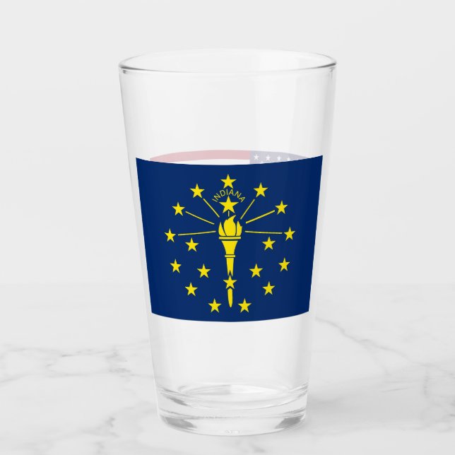 Patriotiskt glas kopp med flagga Indiana (Framsida)