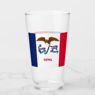 Patriotiskt glas kopp med flagga Iowa