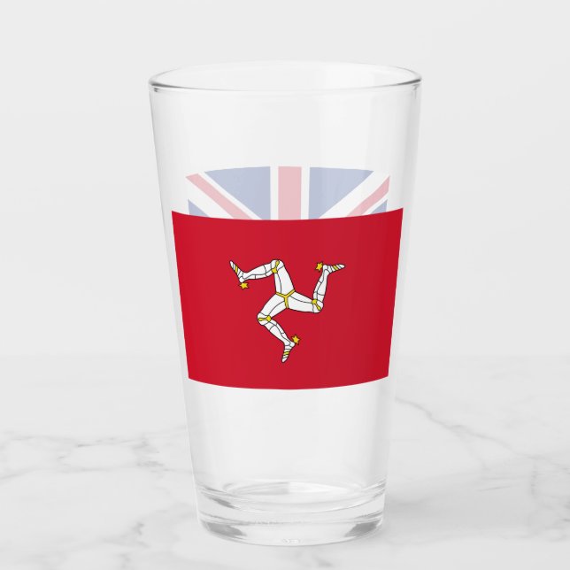 Patriotiskt glas kopp med flagga Isle of Man (Framsida)