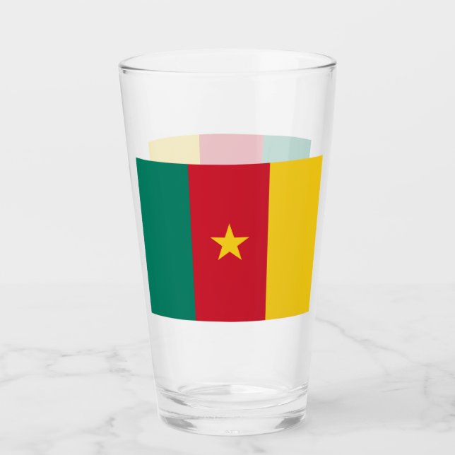 Patriotiskt glas kopp med flagga Kamerun (Framsida)