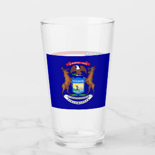 Patriotiskt glas kopp med flagga Michigan