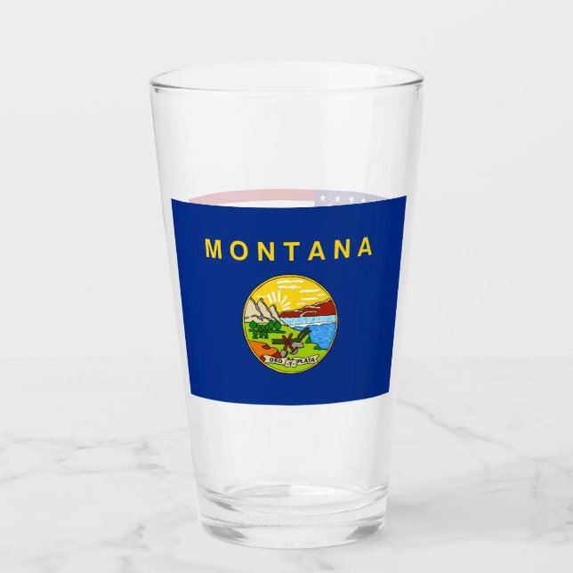 Patriotiskt glas kopp med flagga Montana (Framsida)