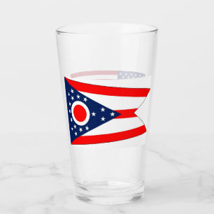 Patriotiskt glas kopp med flagga Ohio