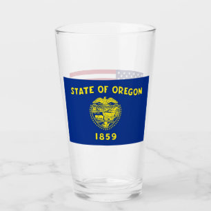 Patriotiskt glas kopp med flagga Oregon