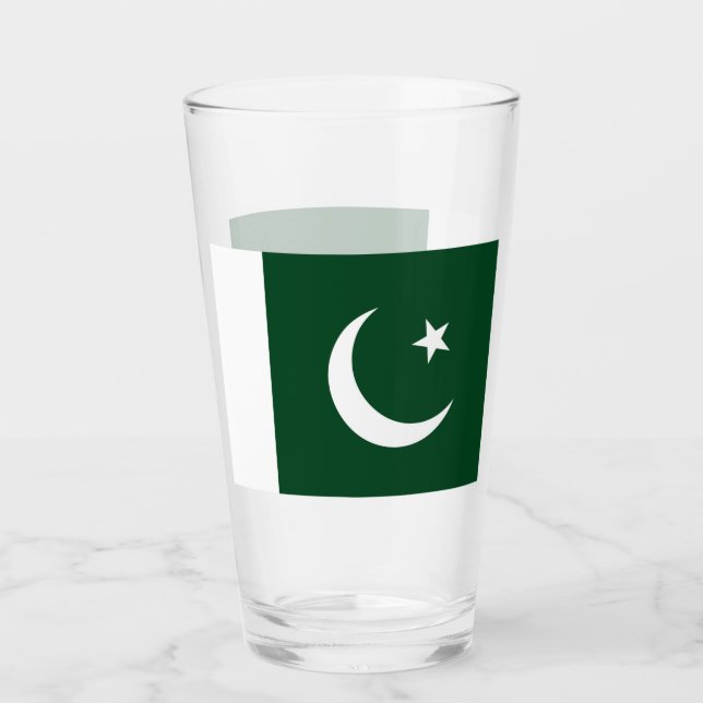 Patriotiskt glas kopp med flagga Pakistan (Framsida)