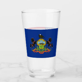 Patriotiskt glas kopp med flagga Pennsylvania