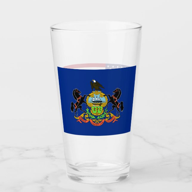 Patriotiskt glas kopp med flagga Pennsylvania (Framsida)