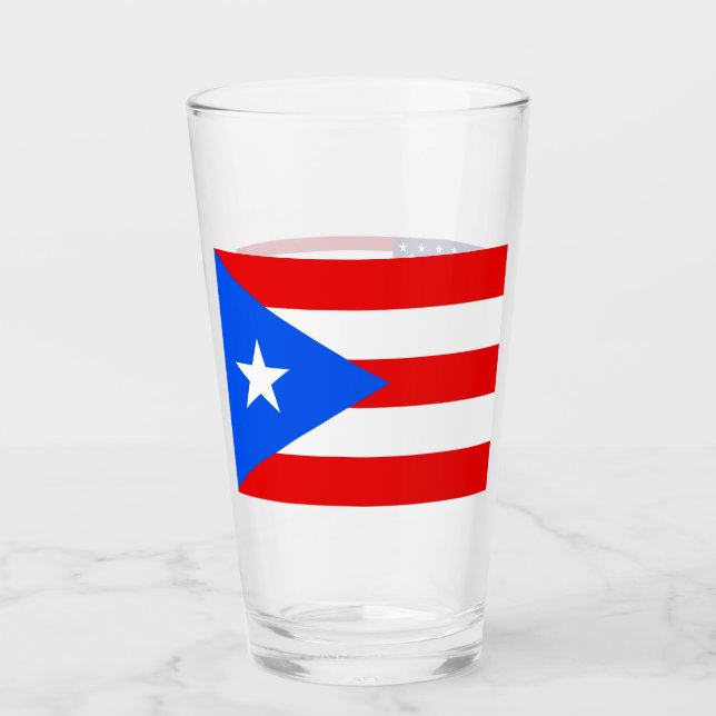 Patriotiskt glas kopp med flagga Puerto Rico (Framsida)