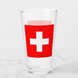 Patriotiskt glas kopp med flagga Schweiz