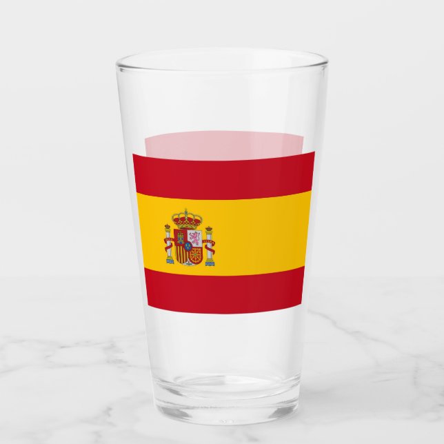 Patriotiskt glas kopp med flagga Spanien (Framsida)