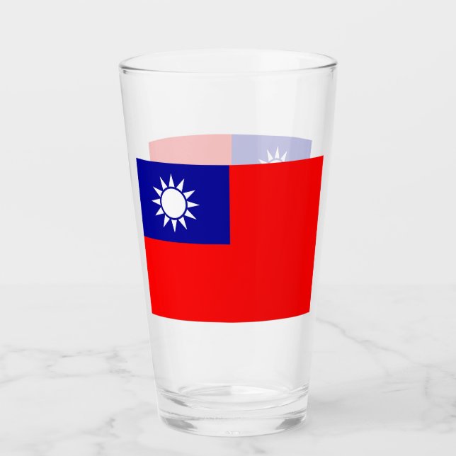 Patriotiskt glas kopp med flagga Taiwan (Framsida)