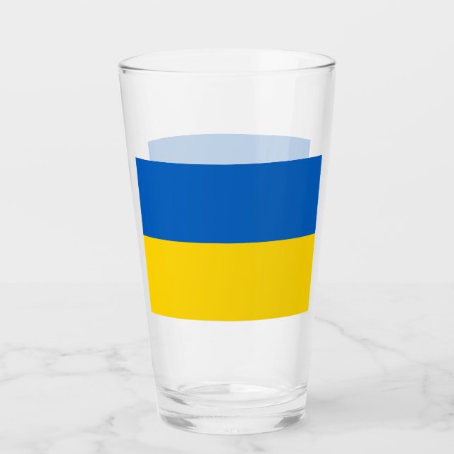 Patriotiskt glas kopp med flagga Ukraina (Framsida)