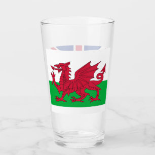 Patriotiskt glas kopp med flagga Wales