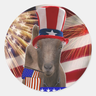 PATRIOTISKT GOAT 4:e JULY GIFTS Runt Klistermärke