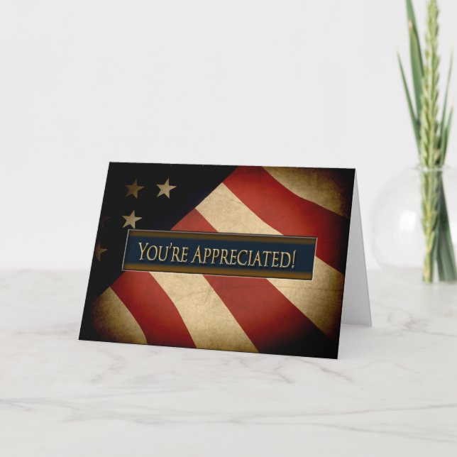 Patriotiskt - ha på sig amerikanska flaggan - du tack kort (Framsida)