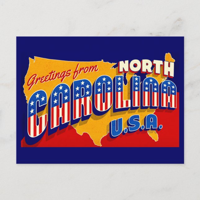 Patriotiskt hälsningkort från North Carolina Vykort (Framsida)