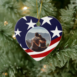 Patriotiskt hjärta alltid i mitt hjärta Militärt f Julgransprydnad Keramik