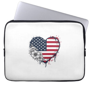 Patriotiskt hjärta blommig vintage gravyr design_1 laptop fodral
