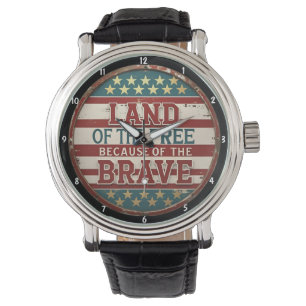 Patriotiskt inspirerande citat amerikansk flagga armbandsur