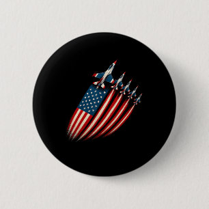 Patriotiskt jaktflygplan USA-flagga 4:e juli Knapp