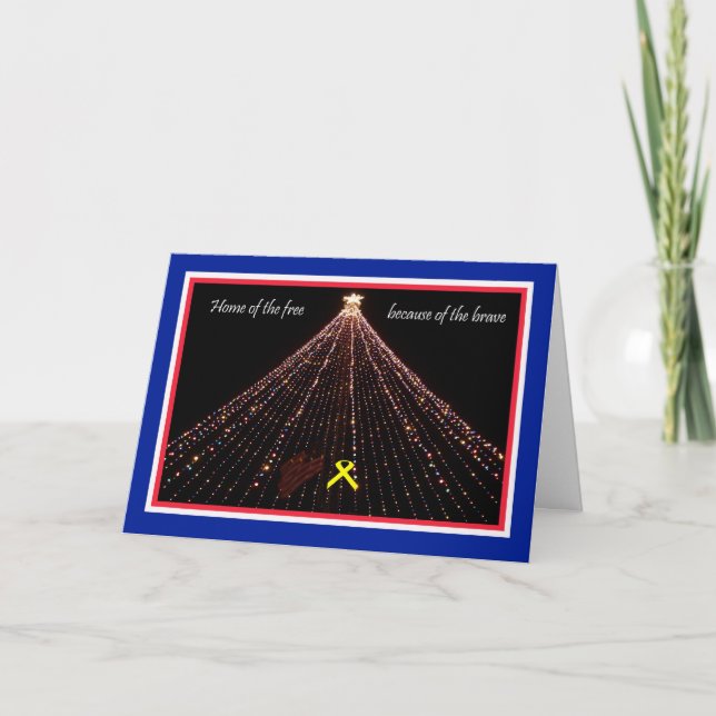 Patriotiskt julkort med Gult Ribbon Helgkort (Framsida)
