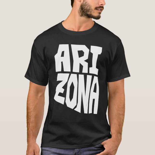 Patriotiskt Karta i Arizonas textformgivning T Shirt (Framsida)