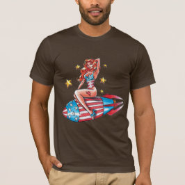 Patriotiskt klämma fast upp flicka tee shirt
