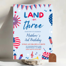 Patriotiskt Land av de Tre Födelsedagsinbjudan
