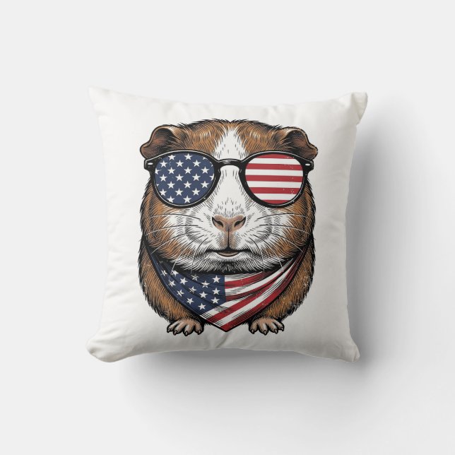 Patriotiskt marsvin antikt gravyr kudde (Framsida)