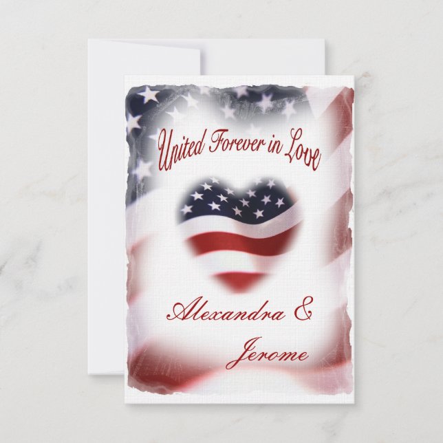 PATRIOTISKT militärt amerikanska flagganbröllop Inbjudningar (Framsida)