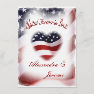 PATRIOTISKT militärt amerikanska flagganbröllop Inbjudningar