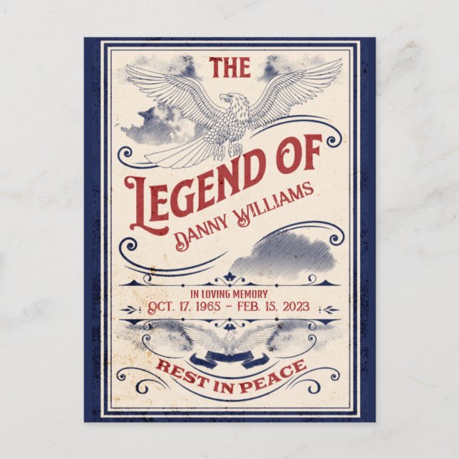 Patriotiskt minnes- veteran begravningsinbjudan vy vykort (Framsida)