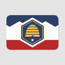 Patriotiskt namnskylt med flaggan av Utah, USA