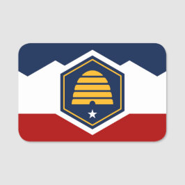 Patriotiskt namnskylt med flaggan av Utah, USA Namnbricka