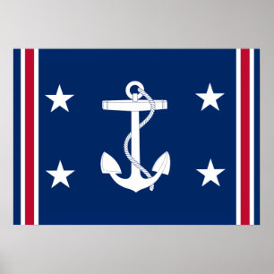 Patriotiskt nautiskt ankrar flagga poster