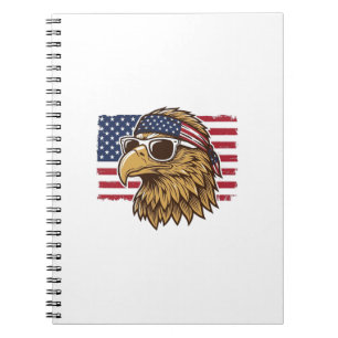 Patriotiskt Örn Huvud Vintage Gravyr Grafik_1 Anteckningsbok