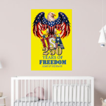 Patriotiskt Örn USA Affisch Gul Version