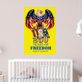 Patriotiskt Örn USA Affisch Gul Version