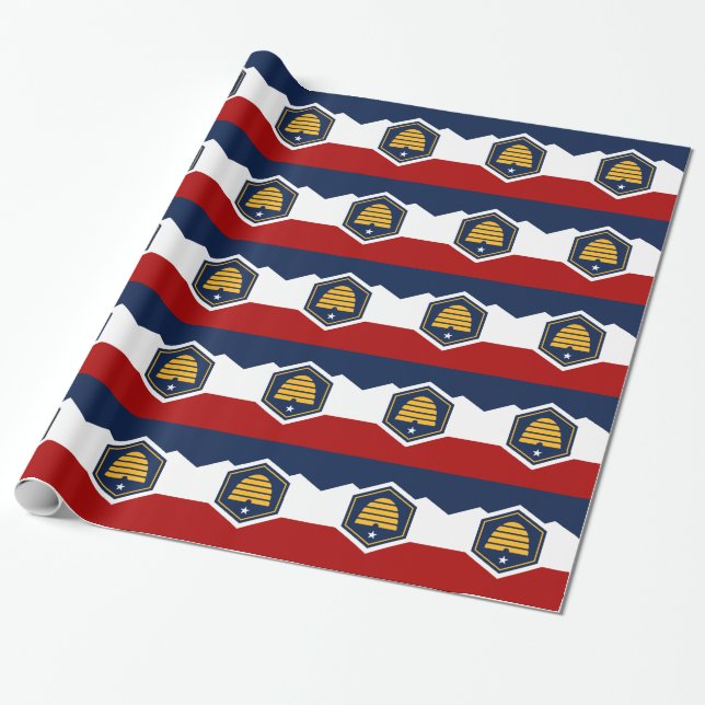 Patriotiskt presentpapper med USA:s Utahs flagga (Utrullad)
