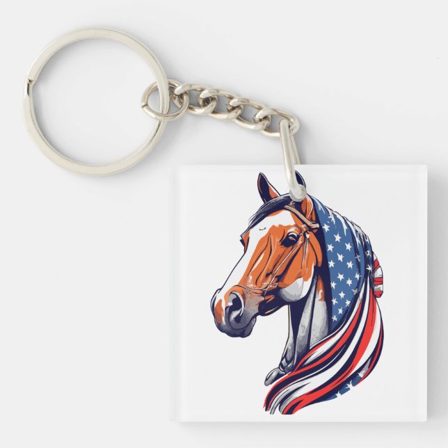 Patriotiskt Pride: Kvarthäst med amerikansk Flagga (Framsidan)