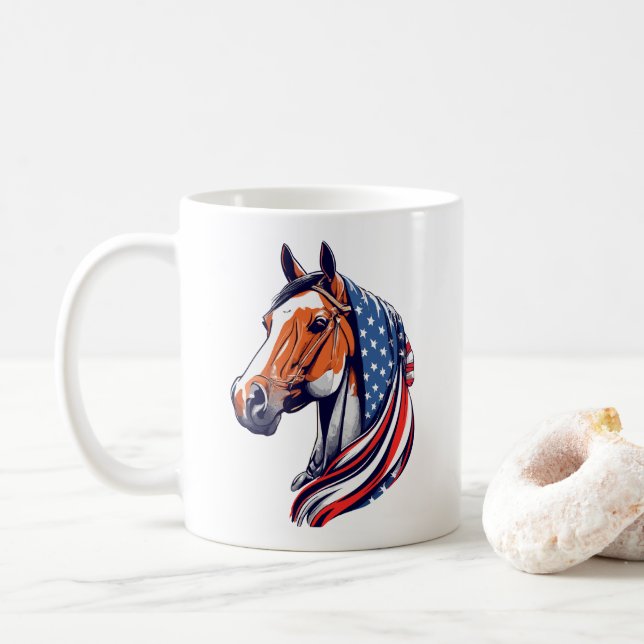 Patriotiskt Pride: Kvarthäst med amerikansk Flagga Kaffemugg (Med munk)