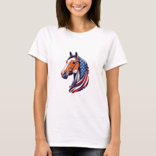 Patriotiskt Pride: Kvarthäst med amerikansk Flagga T Shirt