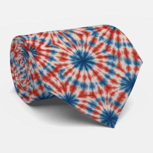 Patriotiskt Psykedeliskt Tie-Dye Mönster Slips