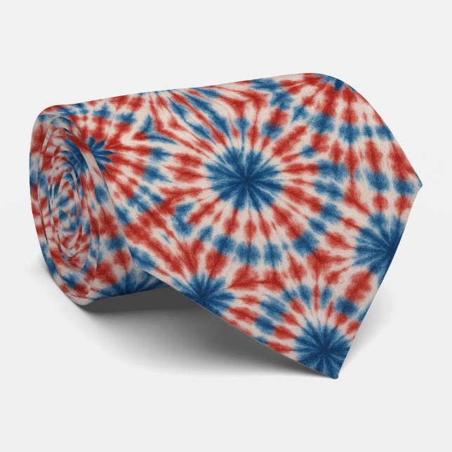 Patriotiskt Psykedeliskt Tie-Dye Mönster Slips (Rullad)