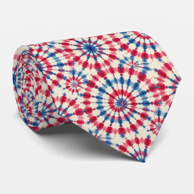 Patriotiskt Psykedeliskt Tie-Dye Mönster Slips (Rullad)
