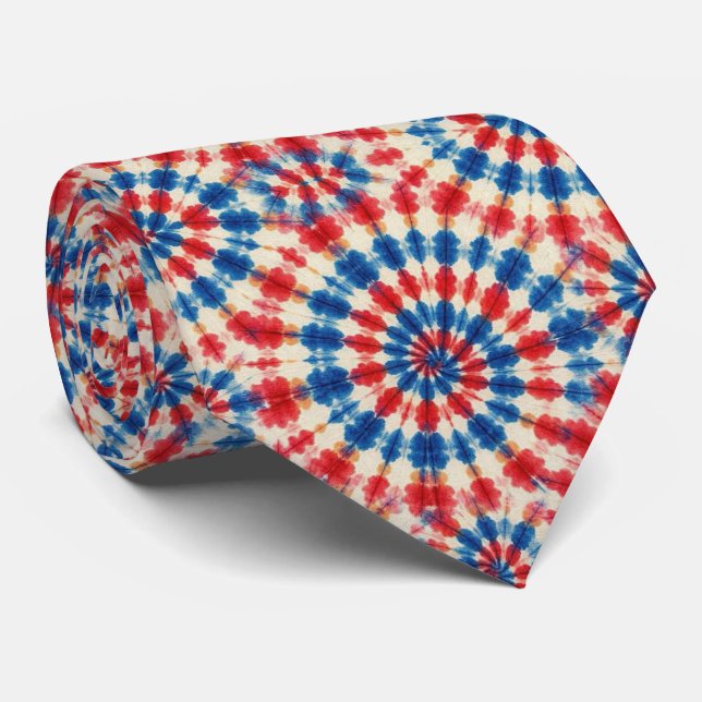 Patriotiskt Psykedeliskt Tie-Dye Mönster Slips (Rullad)